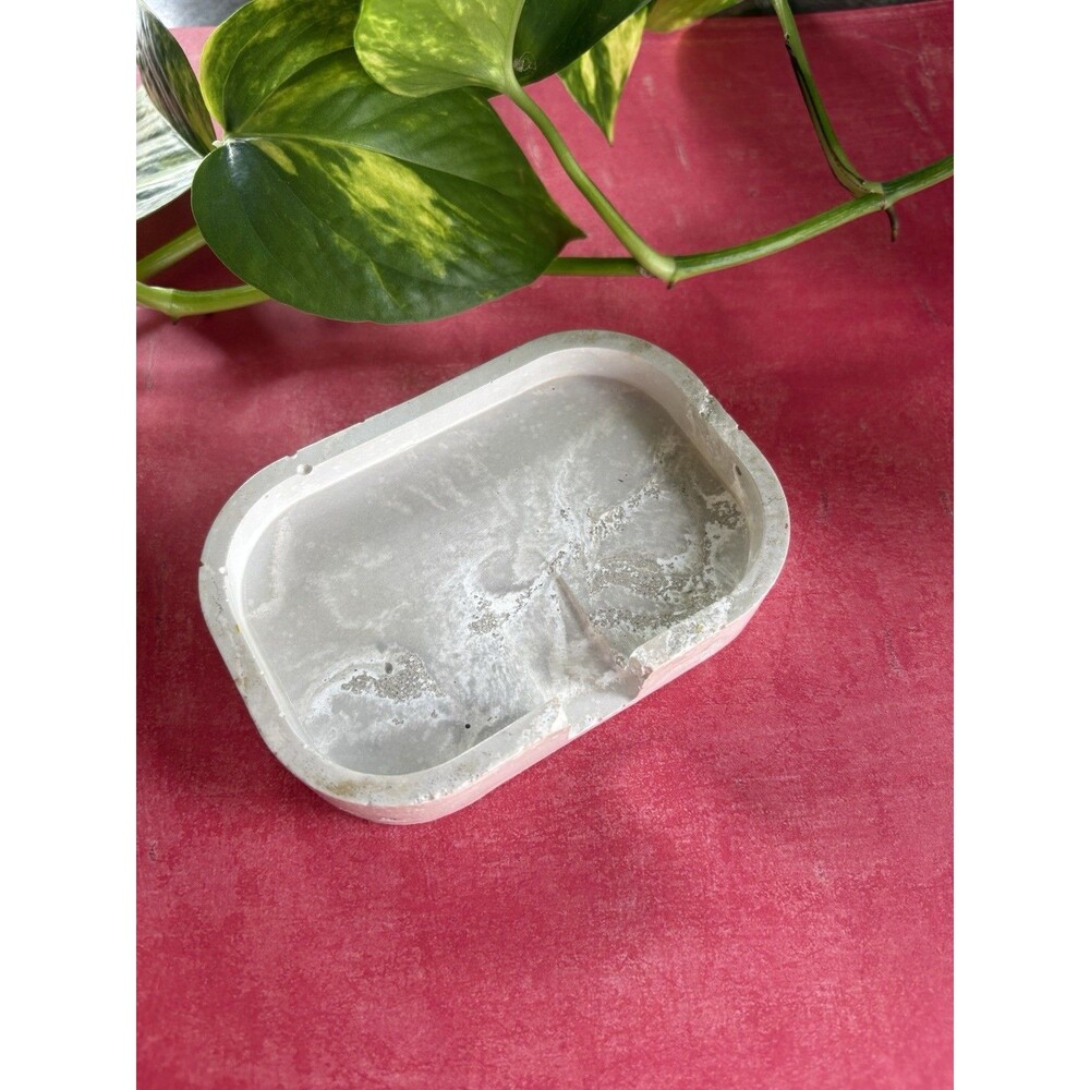Handmade Soap Dish Cement Soap Holder Bathroom Kitchen Self Draining